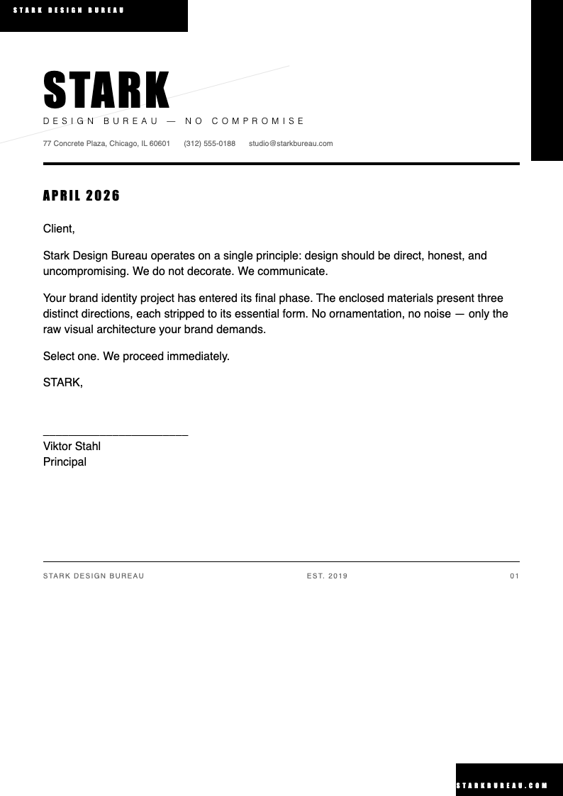 Monochrome stark decorative letterhead